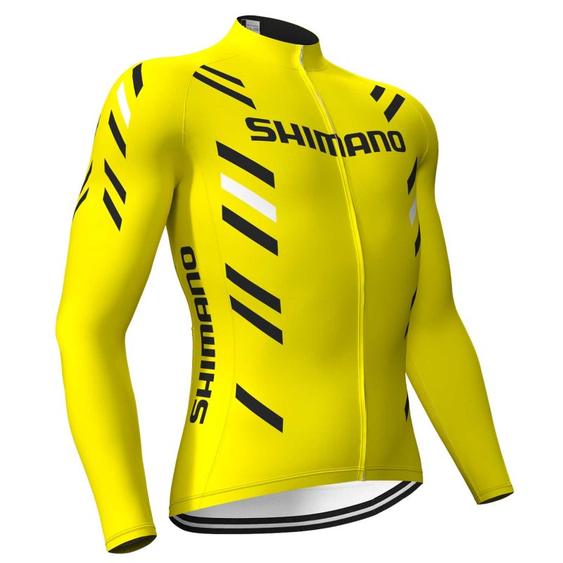 men long sleeve jersey cycling yellow sidefront