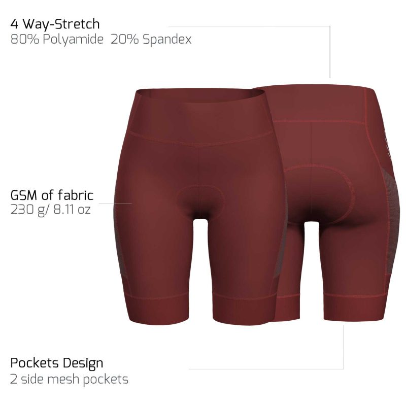 Women T1 Bike Shorts Red - Image 5