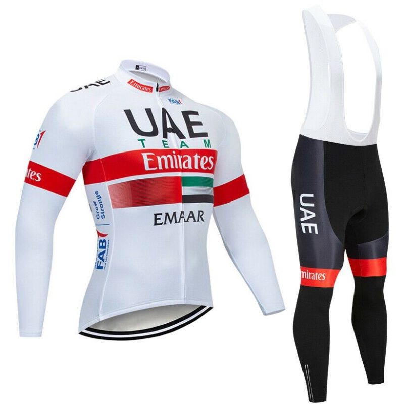 UAE Team Emirates 2019 Cycling Kit White Long Sleeve front
