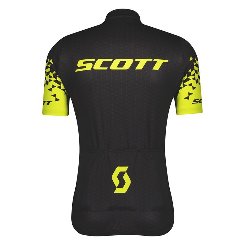 men cycling apparel short sleeve jersey Scott RC Team 2021 black yellow back
