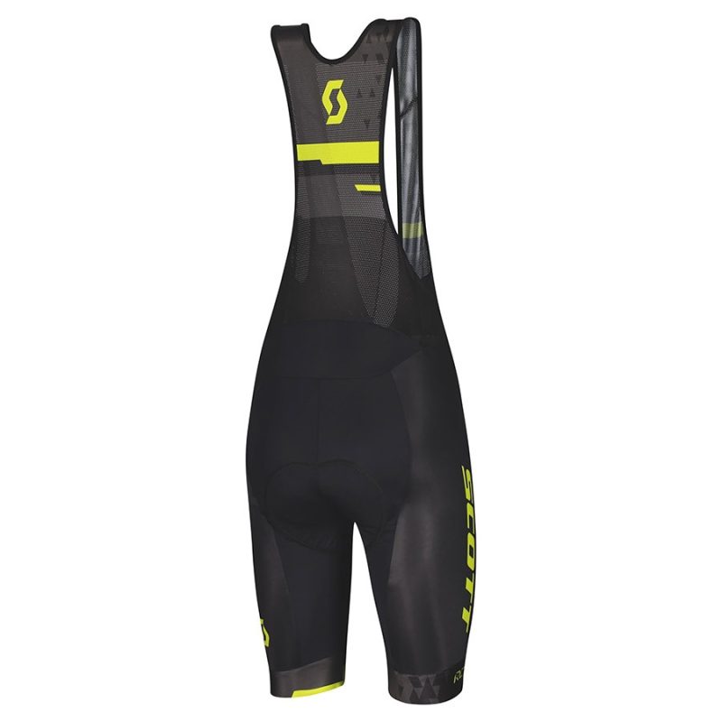 bike bib men Scott RC Team 2022 BLACK YELLOW back