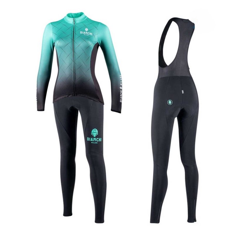 Bianchi Milano Cyclin Kit Long Sleeve Blue Women front