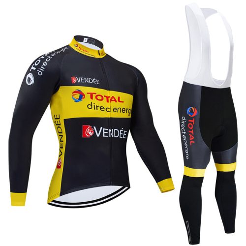 Vendee directenergie Cycling Kit Long Sleeve Black Yellow front