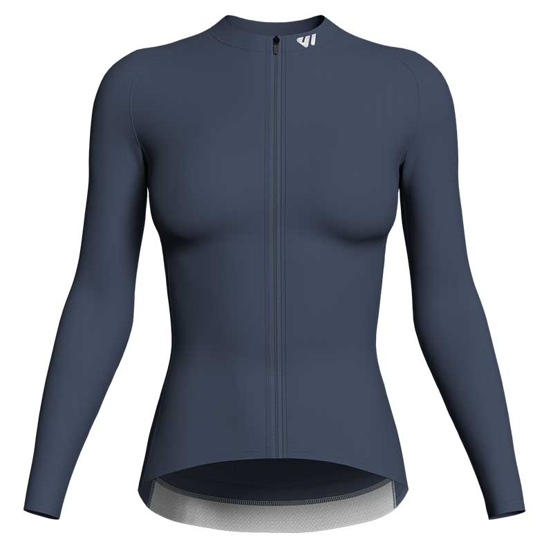 2023 Women Grace Long Sleeve Jersey front grey blue cycling jerseys for women