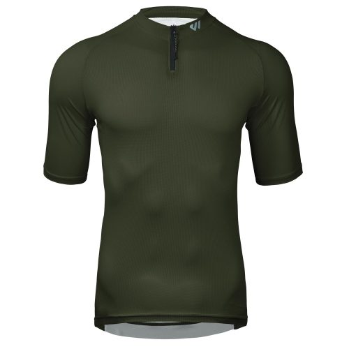 WULIBIKE-olive-green-half-zip-cycling-jersey-front-view.