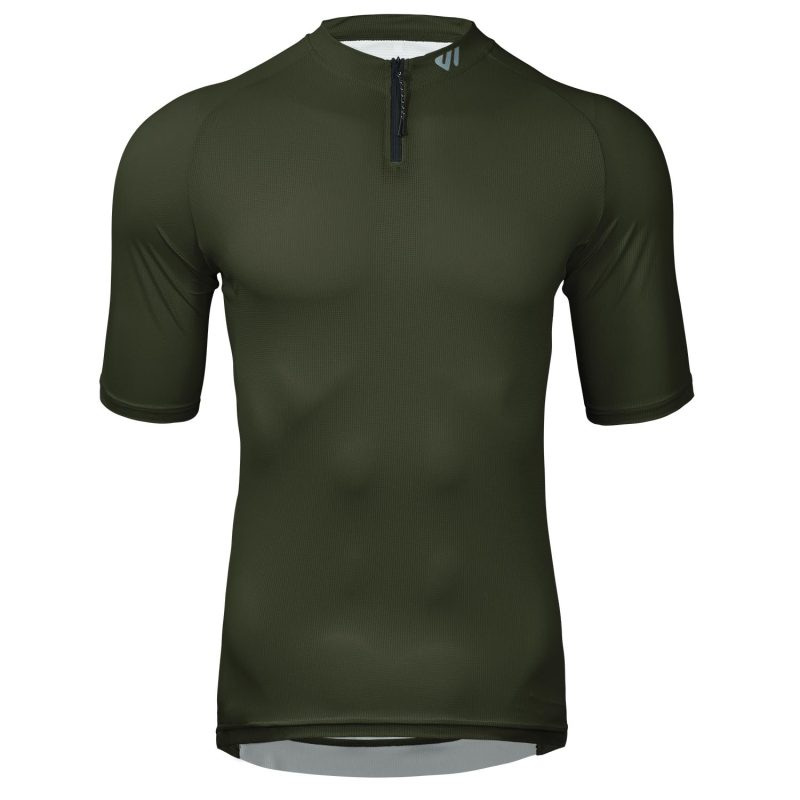 WULIBIKE-olive-green-half-zip-cycling-jersey-front-view.