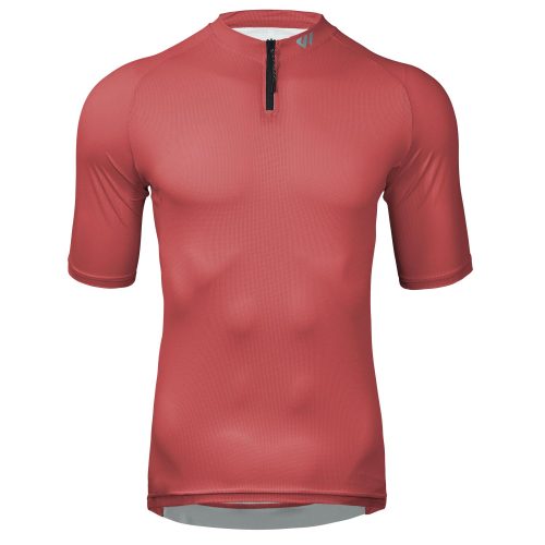 WULIBIKE-red-half-zip-cycling-jersey-front-view.
