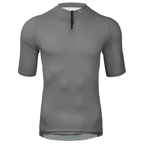 WULIBIKE-grey-half-zip-cycling-jersey-front-view.