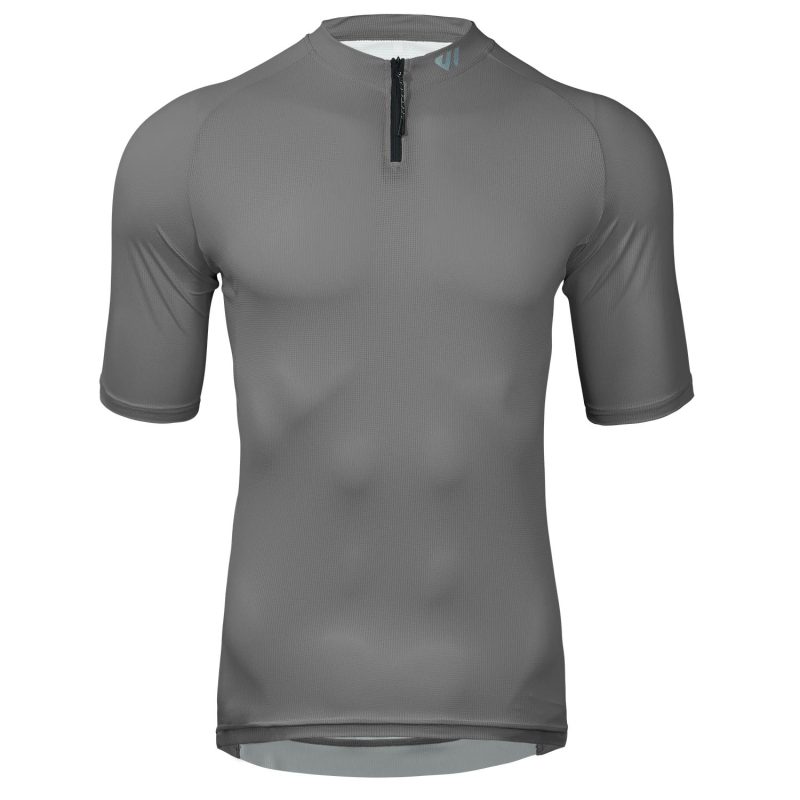 WULIBIKE-grey-half-zip-cycling-jersey-front-view.