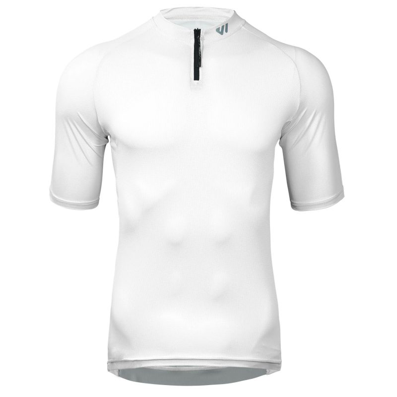WULIBIKE-white-half-zip-cycling-jersey-front-view.