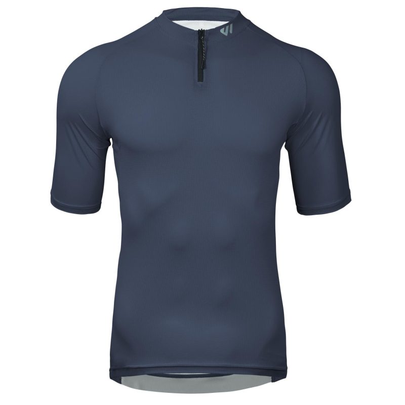 WULIBIKE-grey-blue-half-zip-cycling-jersey-front-view.