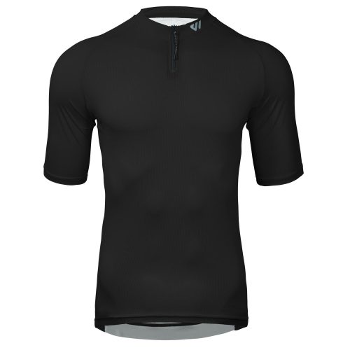 WULIBIKE-black-half-zip-cycling-jersey-front-view.