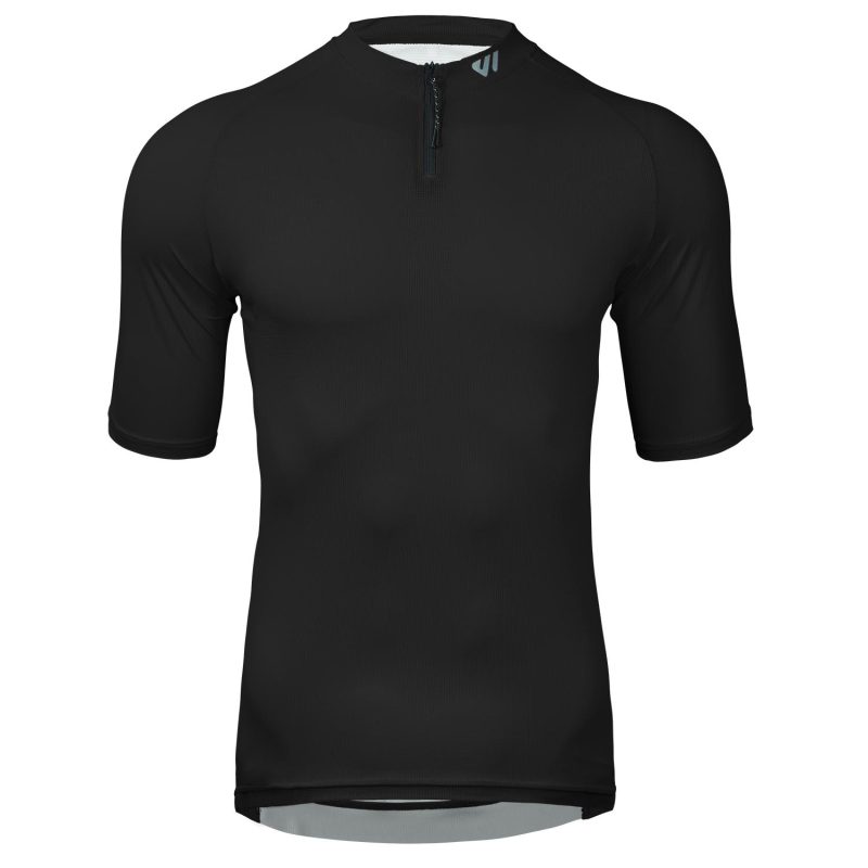 WULIBIKE-black-half-zip-cycling-jersey-front-view.