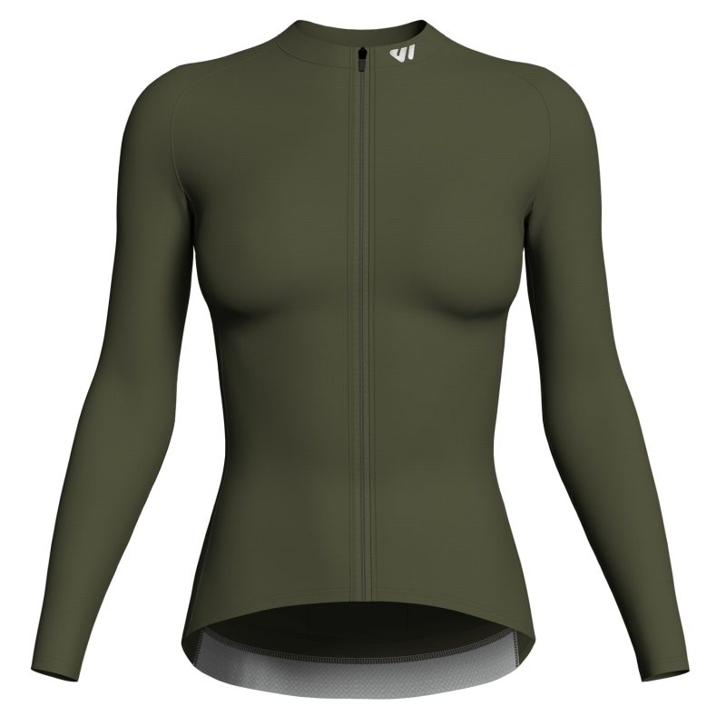 wulibike-olive green-long sleeve-cycling-jersey-women-front