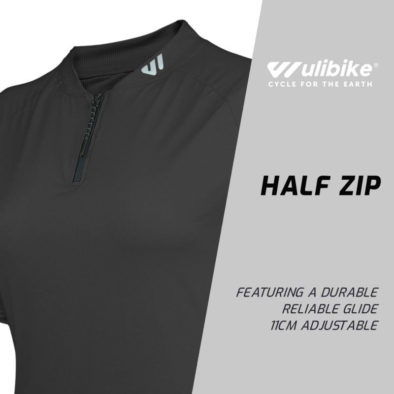 WULIBIKE-black-half-zip-cycling-jersey-description.