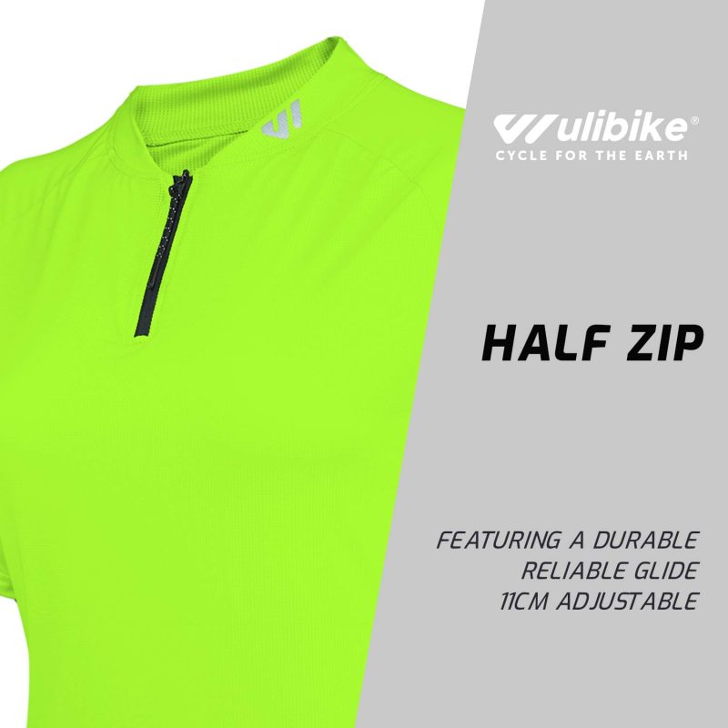 WULIBIKE-green-half-zip-cycling-jersey-description.