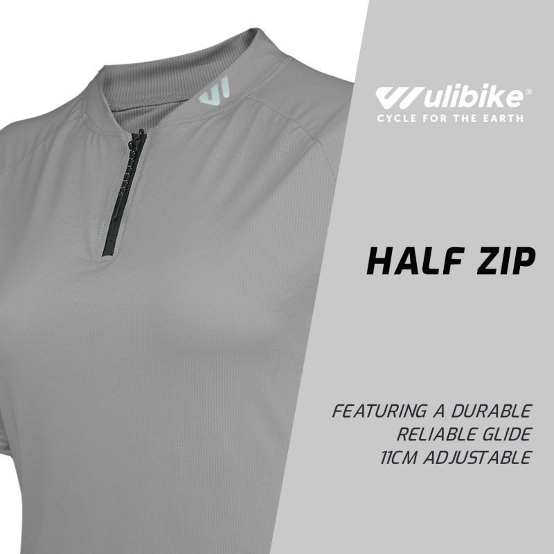 WULIBIKE-grey-half-zip-cycling-jersey-description.