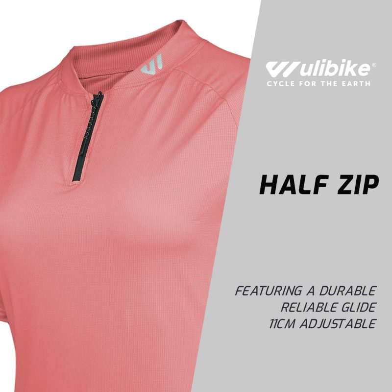 WULIBIKE-red-half-zip-cycling-jersey-description.