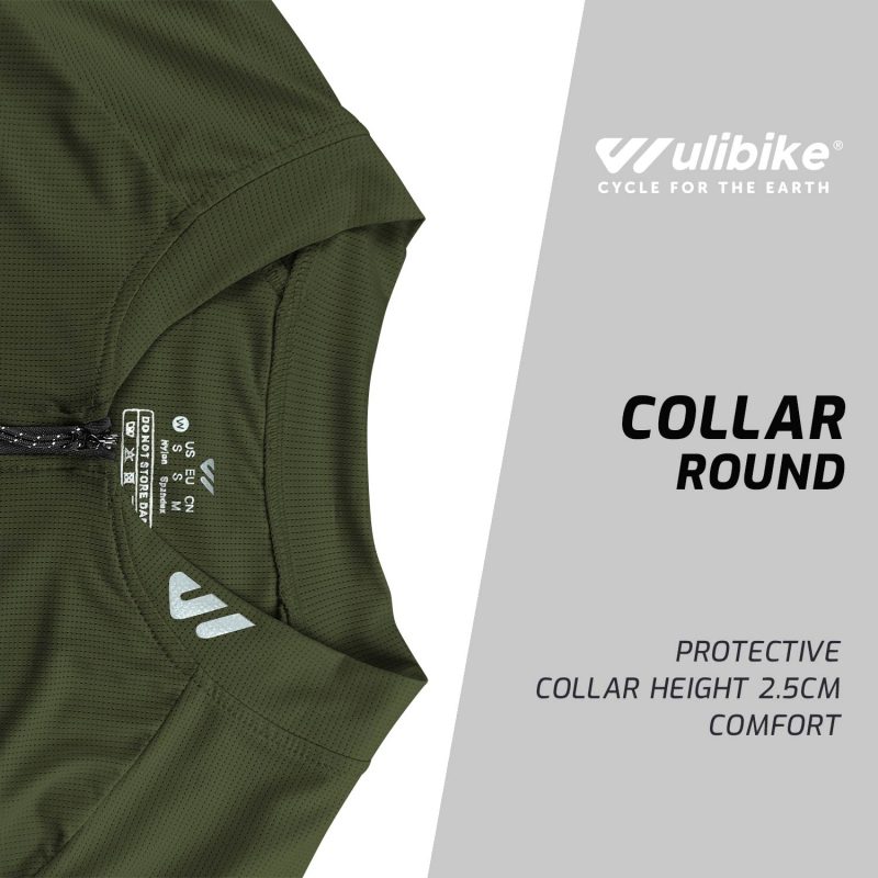 WULIBIKE-olive-green-half-zip-cycling-jersey-description.