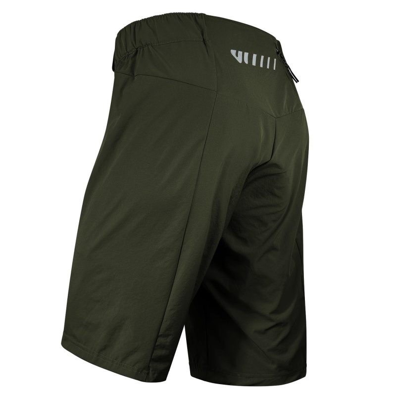 side view of men's mountain biking shorts olivegreen