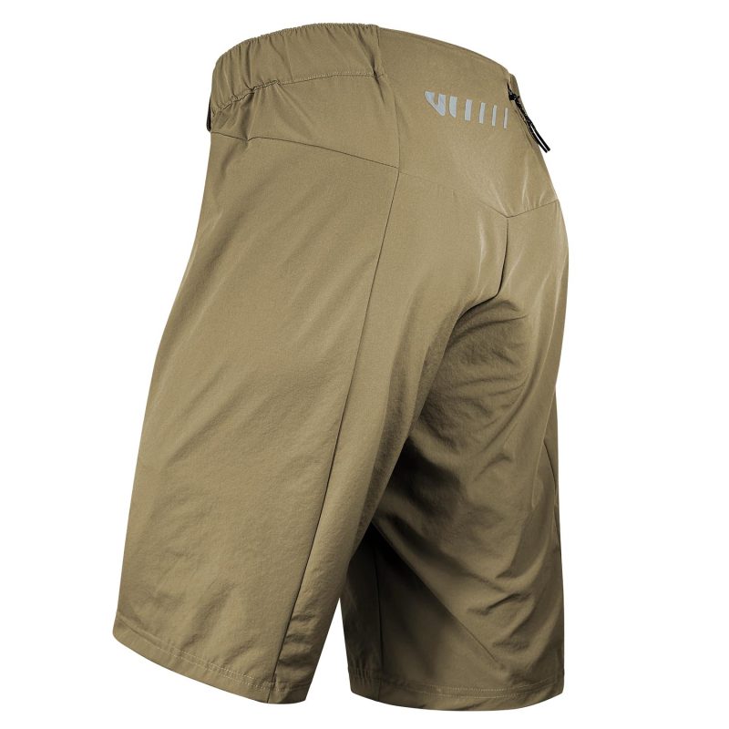 side view of men's mountain biking shorts khaki