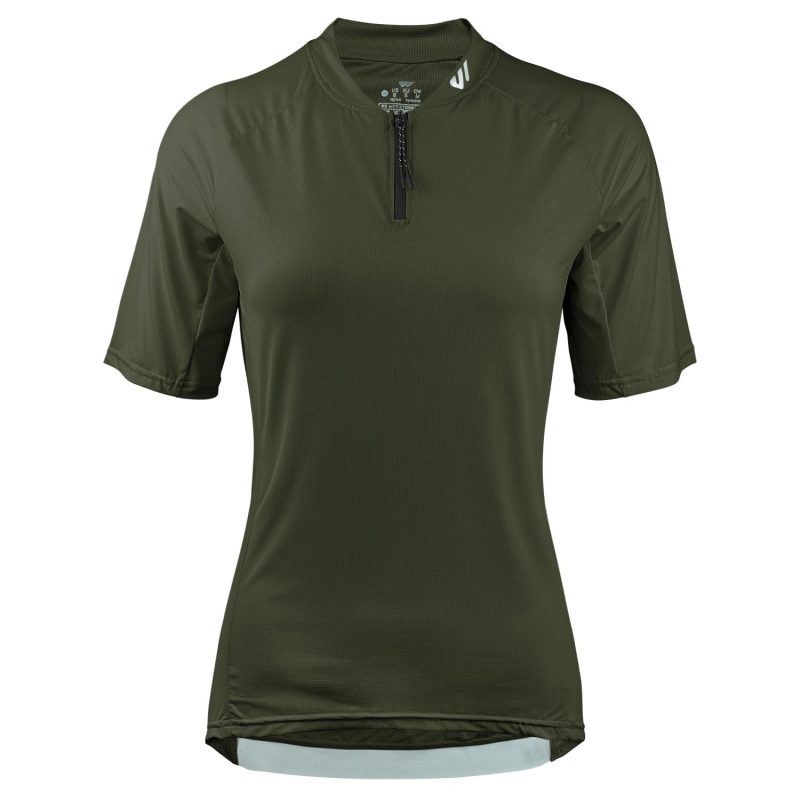 WULIBIKE-olive-green-half-zip-cycling-jersey-front-view.