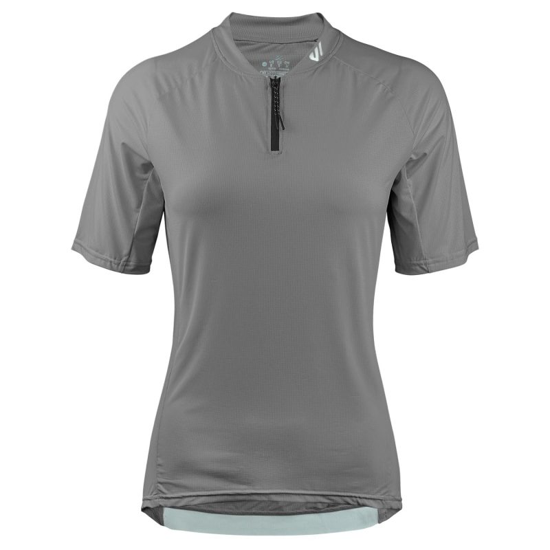 WULIBIKE-grey-half-zip-cycling-jersey-front-view.