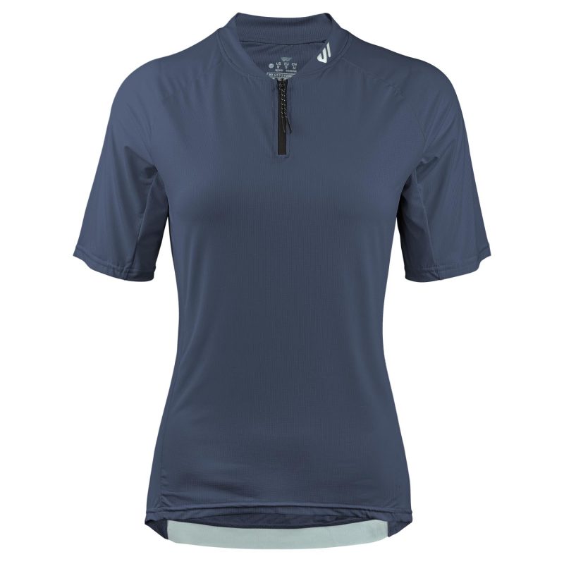 WULIBIKE-gray-blue-half-zip-cycling-jersey-front-view.