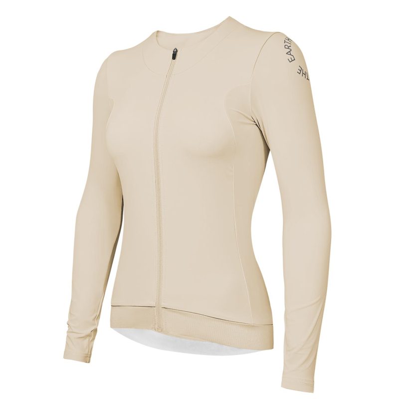 Women Thick Long Sleeve Jersey Light coffee - Image 3