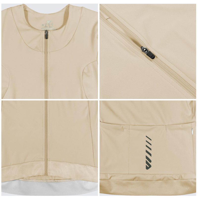Women Thick Long Sleeve Jersey Light coffee - Image 6