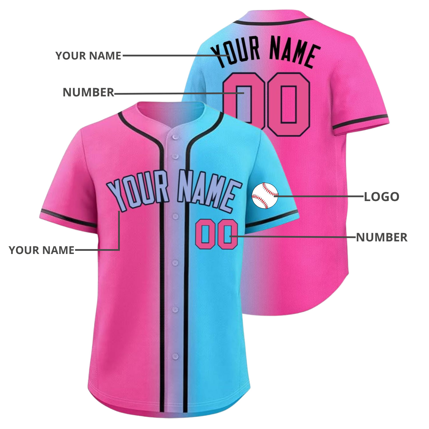 Custom Baseball Jersey Red-Blue - Image 4