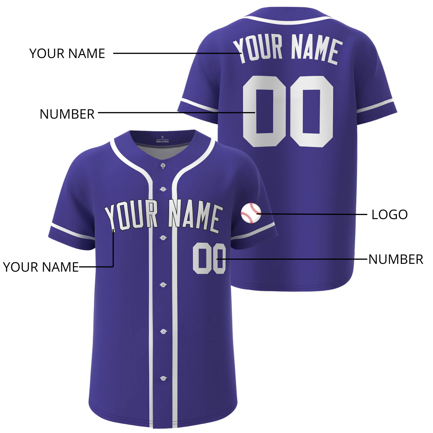 Custom Baseball Jersey Purple - Image 4