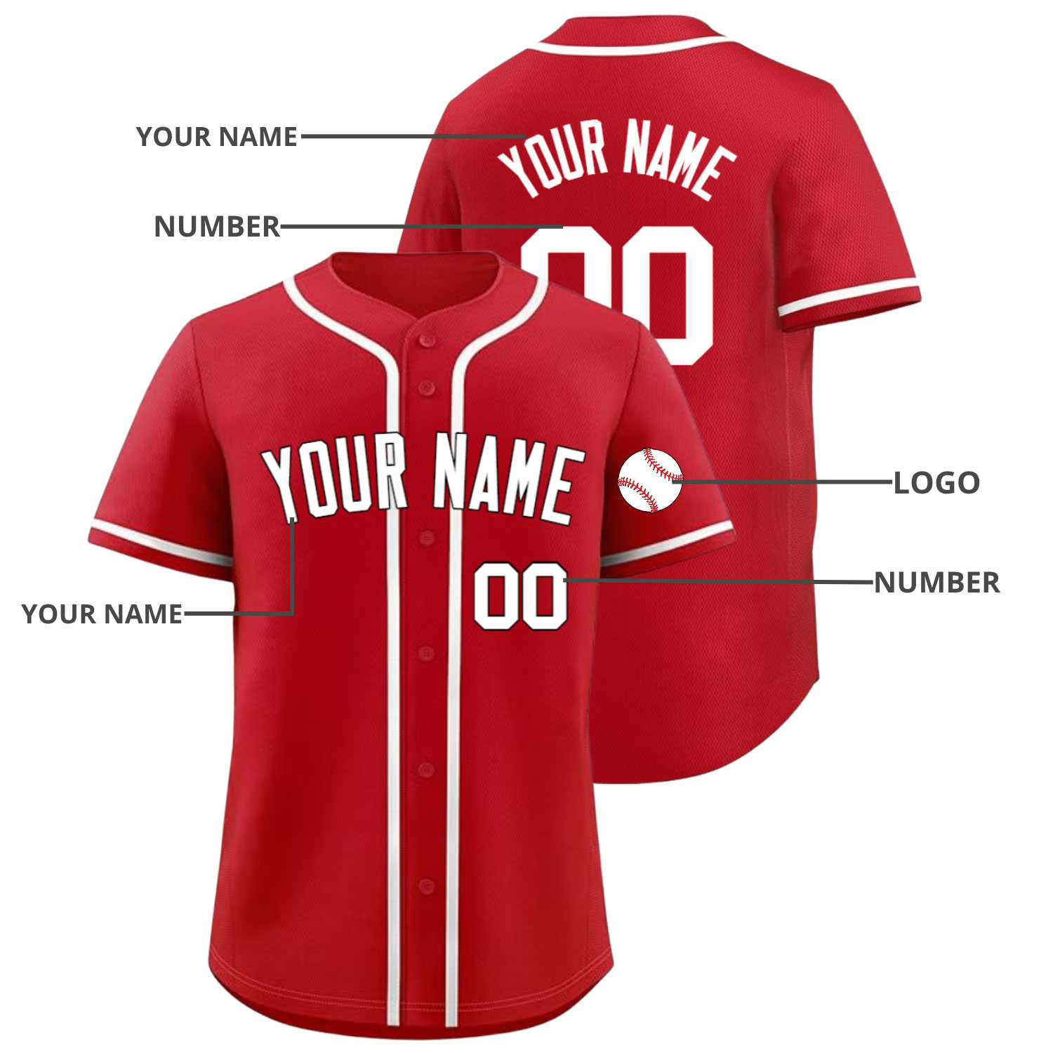Custom Baseball Jersey Red - Image 4