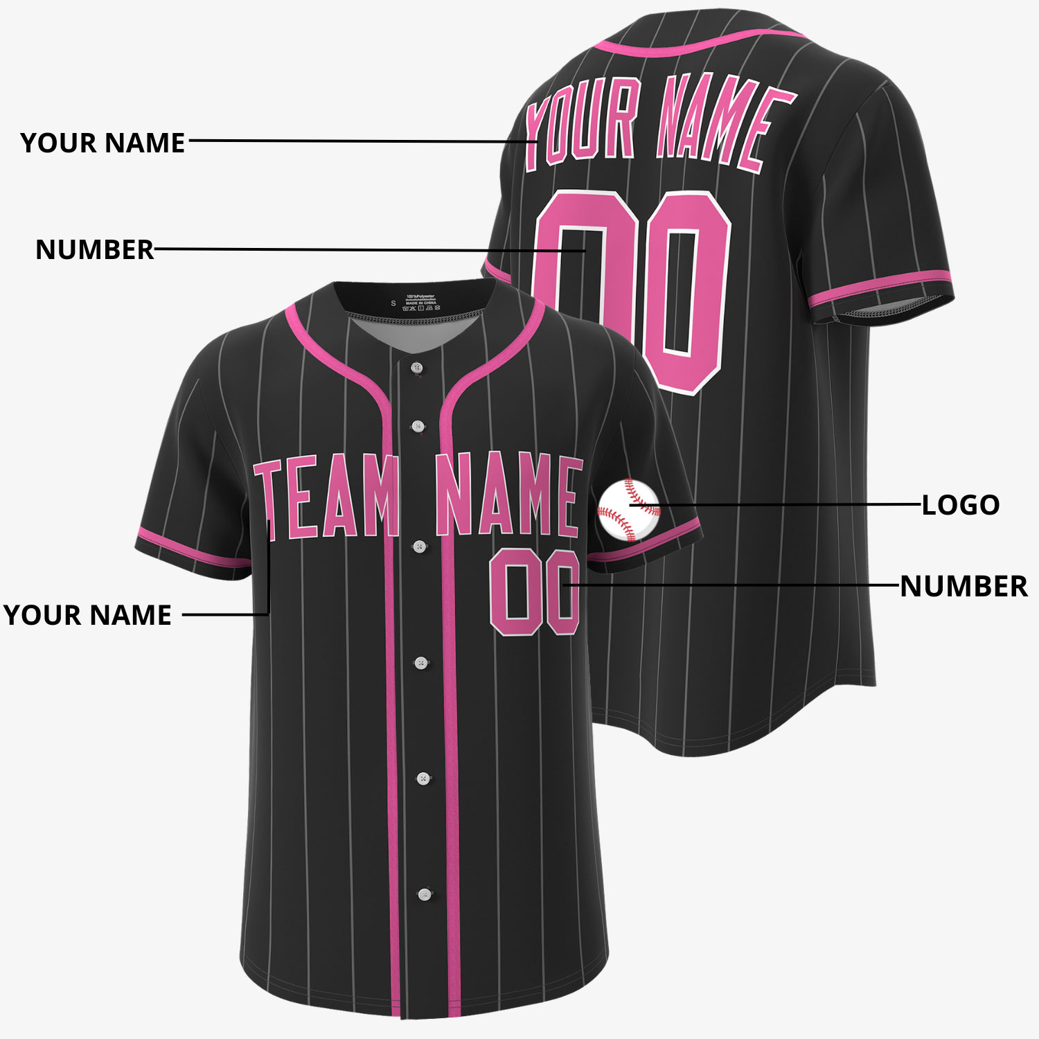 Custom Baseball Jersey Black - Image 4