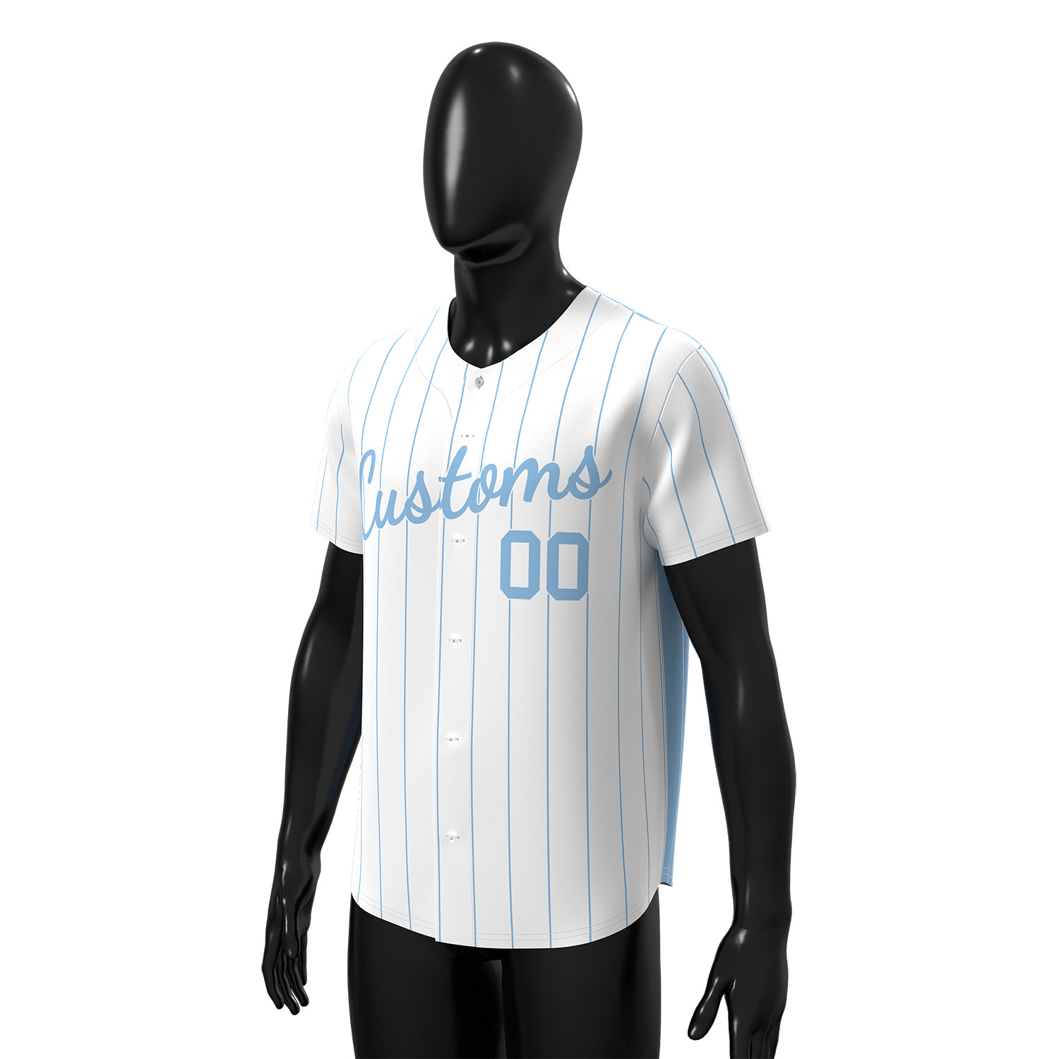 Custom Baseball Jersey White-Blue - Image 3