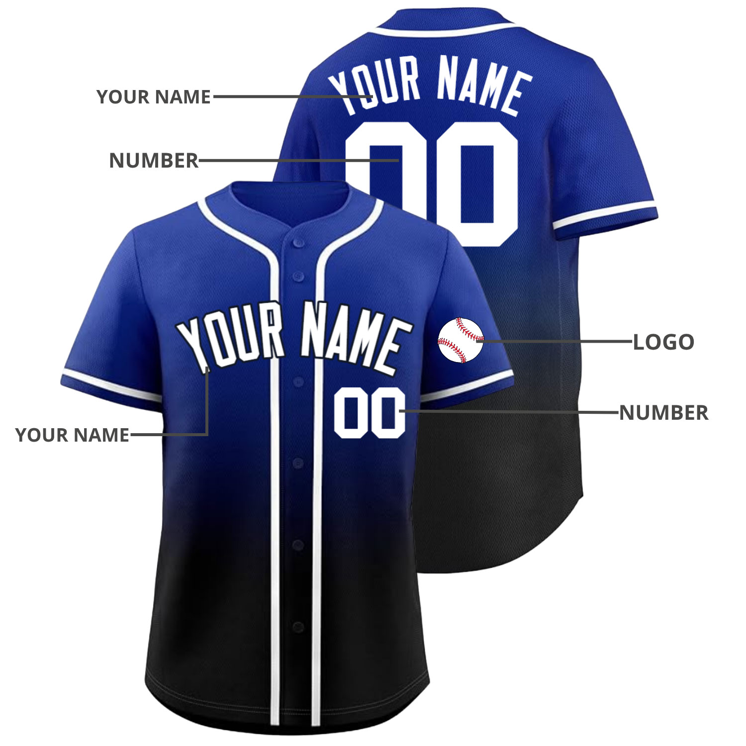 Custom Baseball Jersey Blue-Black - Image 4