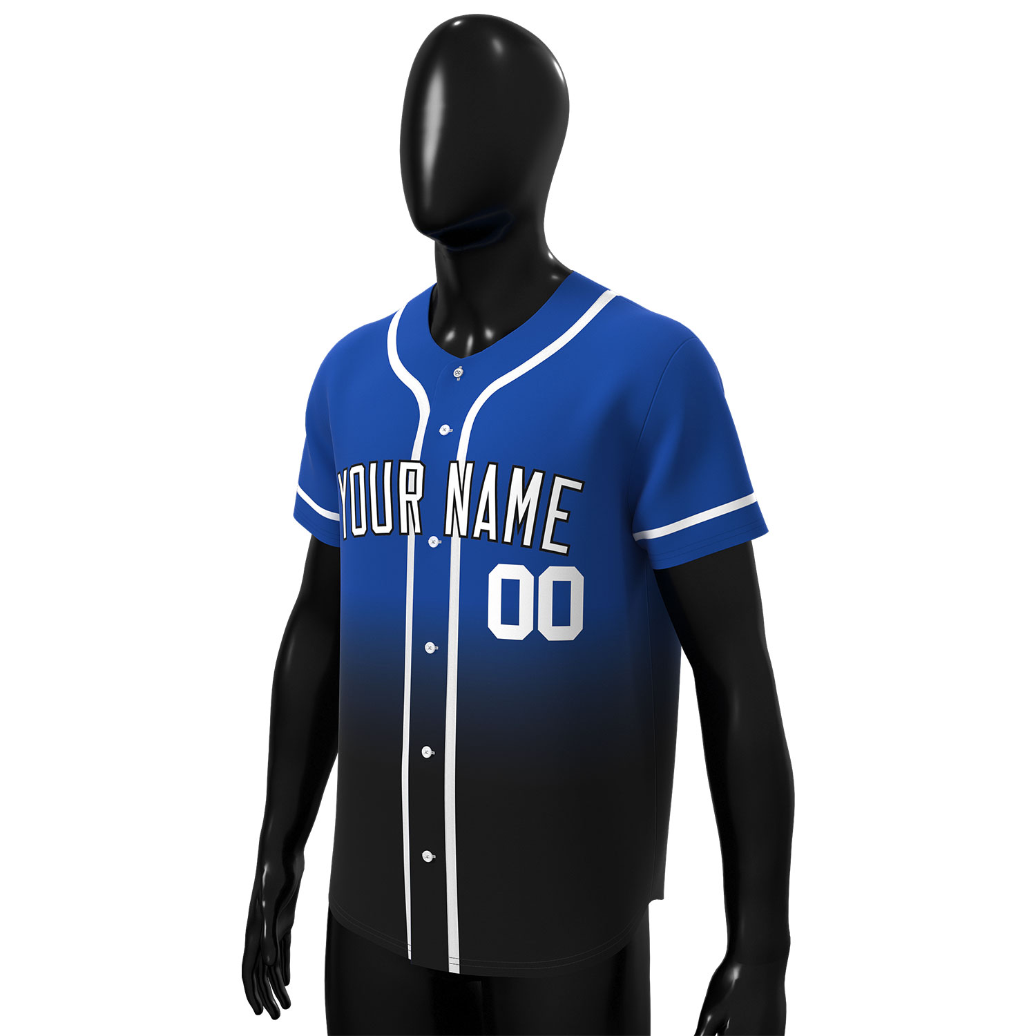 Custom Baseball Jersey Blue-Black - Image 3