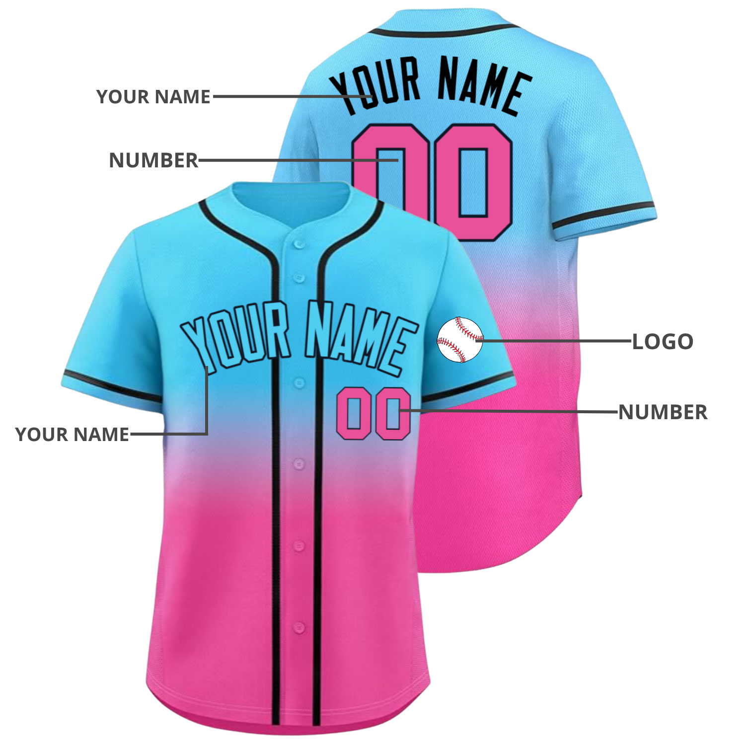 Custom Baseball Jersey Blue-Red - Image 4