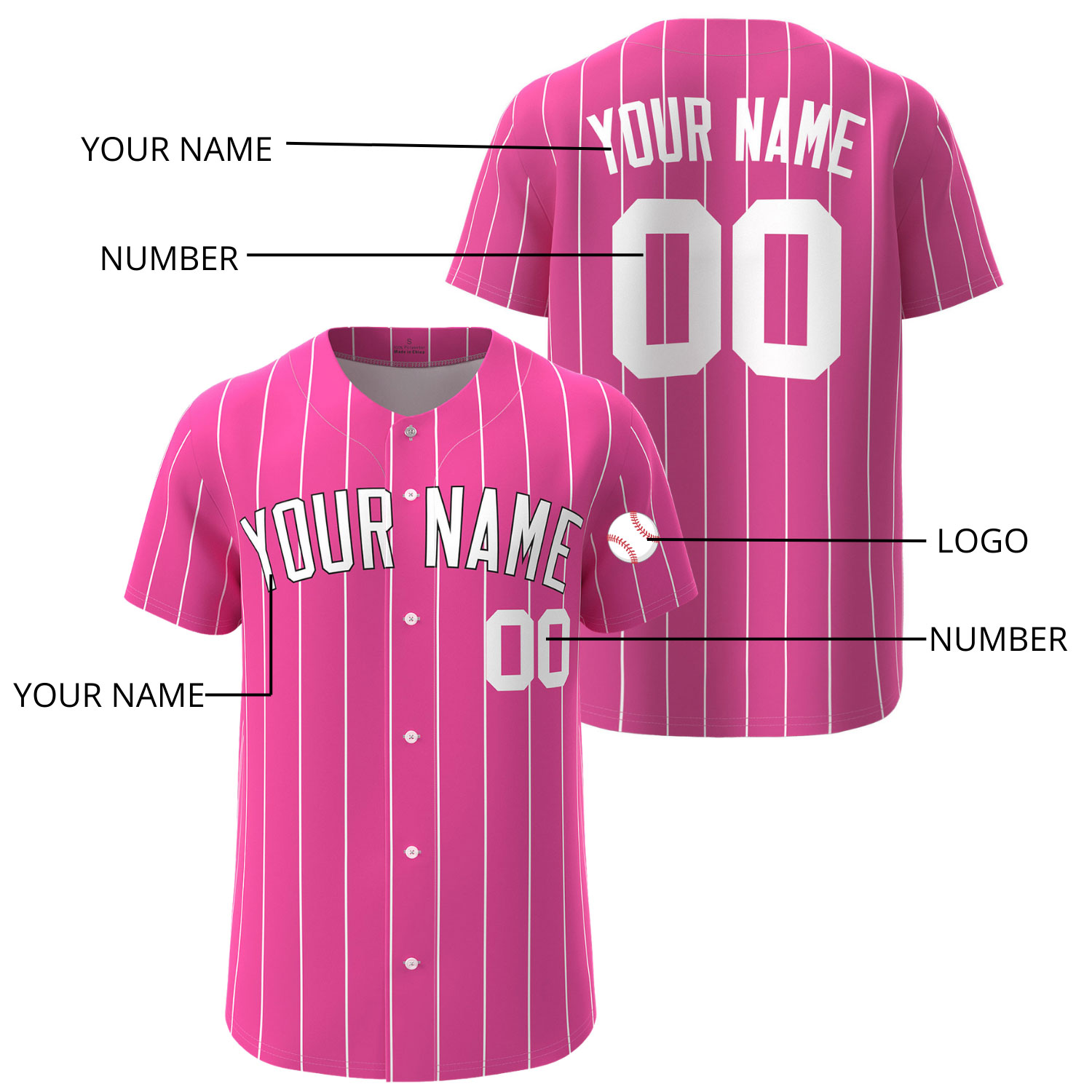 Custom Baseball Jersey Pink - Image 4