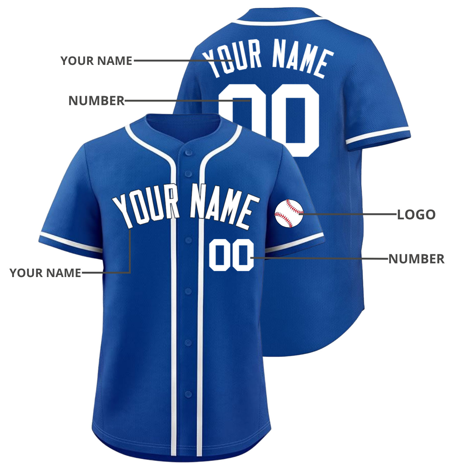 Custom Baseball Jersey Blue - Image 4