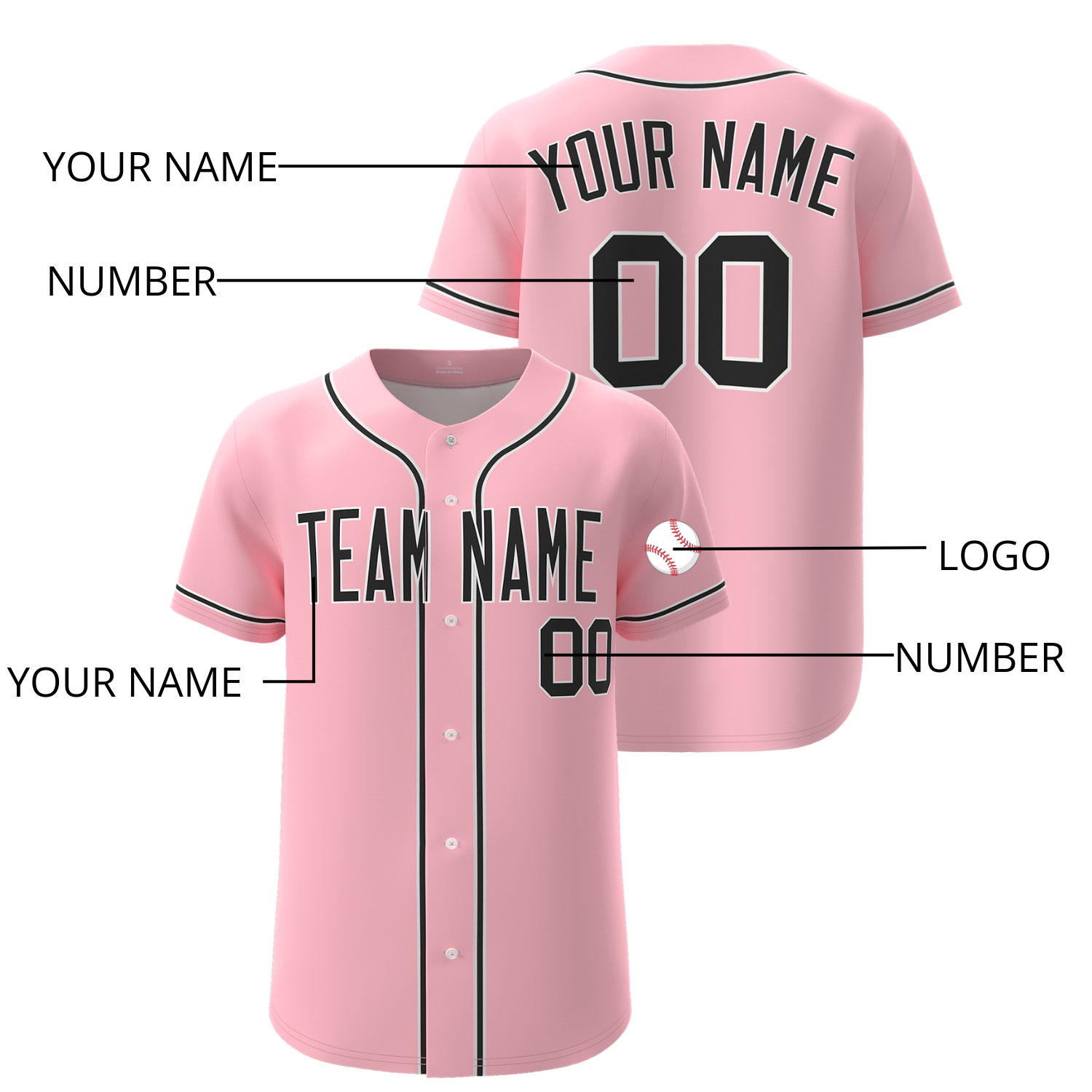 Custom Baseball Jersey Pink - Image 4