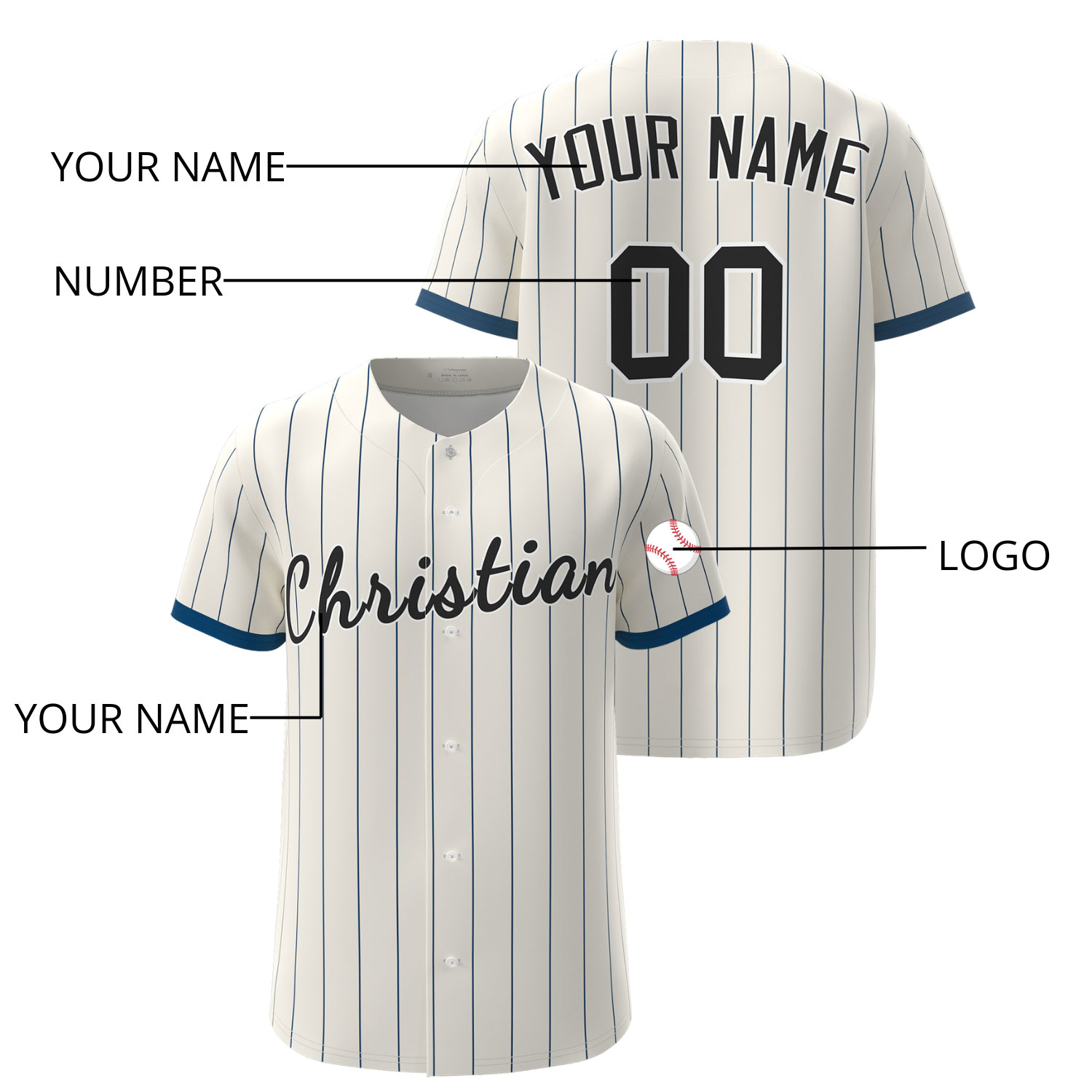 Custom Baseball Jersey White - Image 4