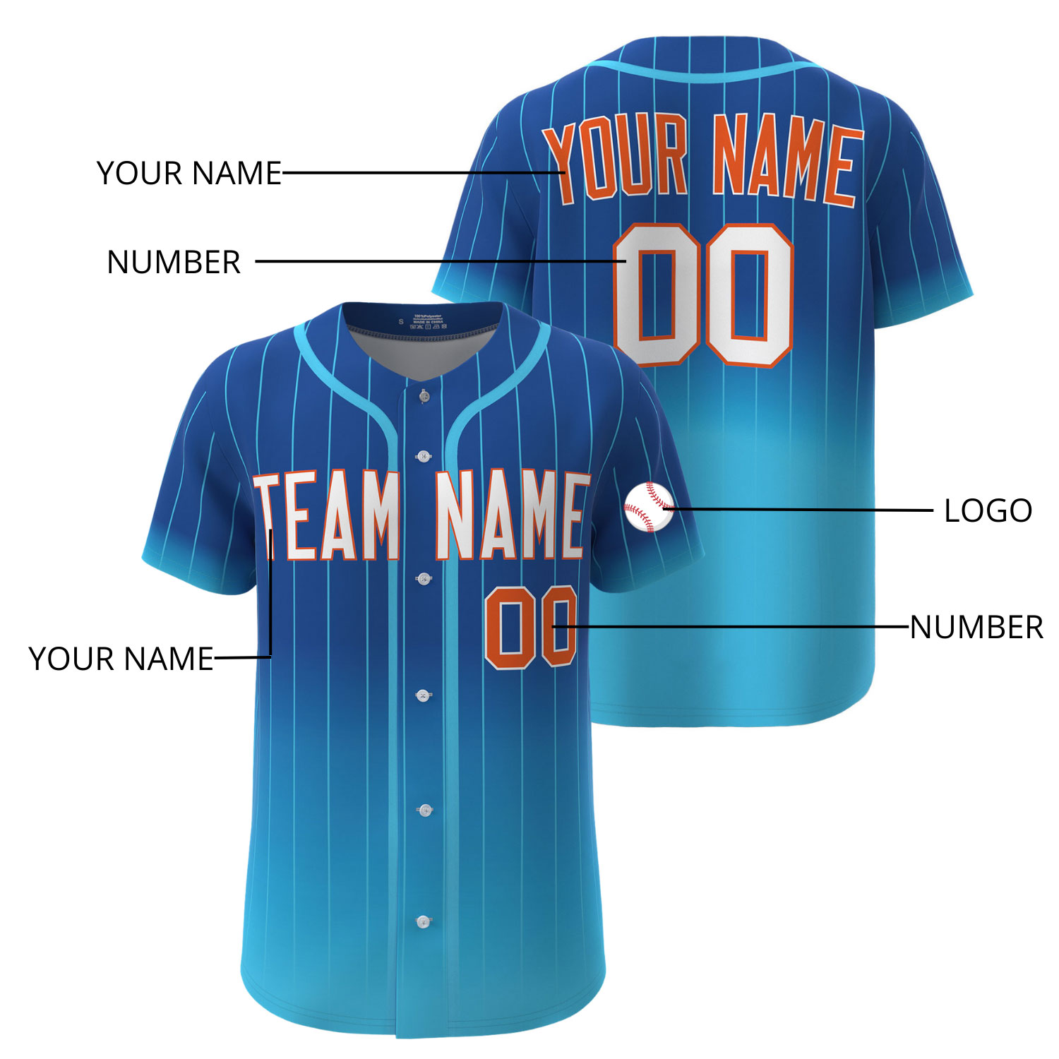 Custom Baseball Jersey Blue - Image 4