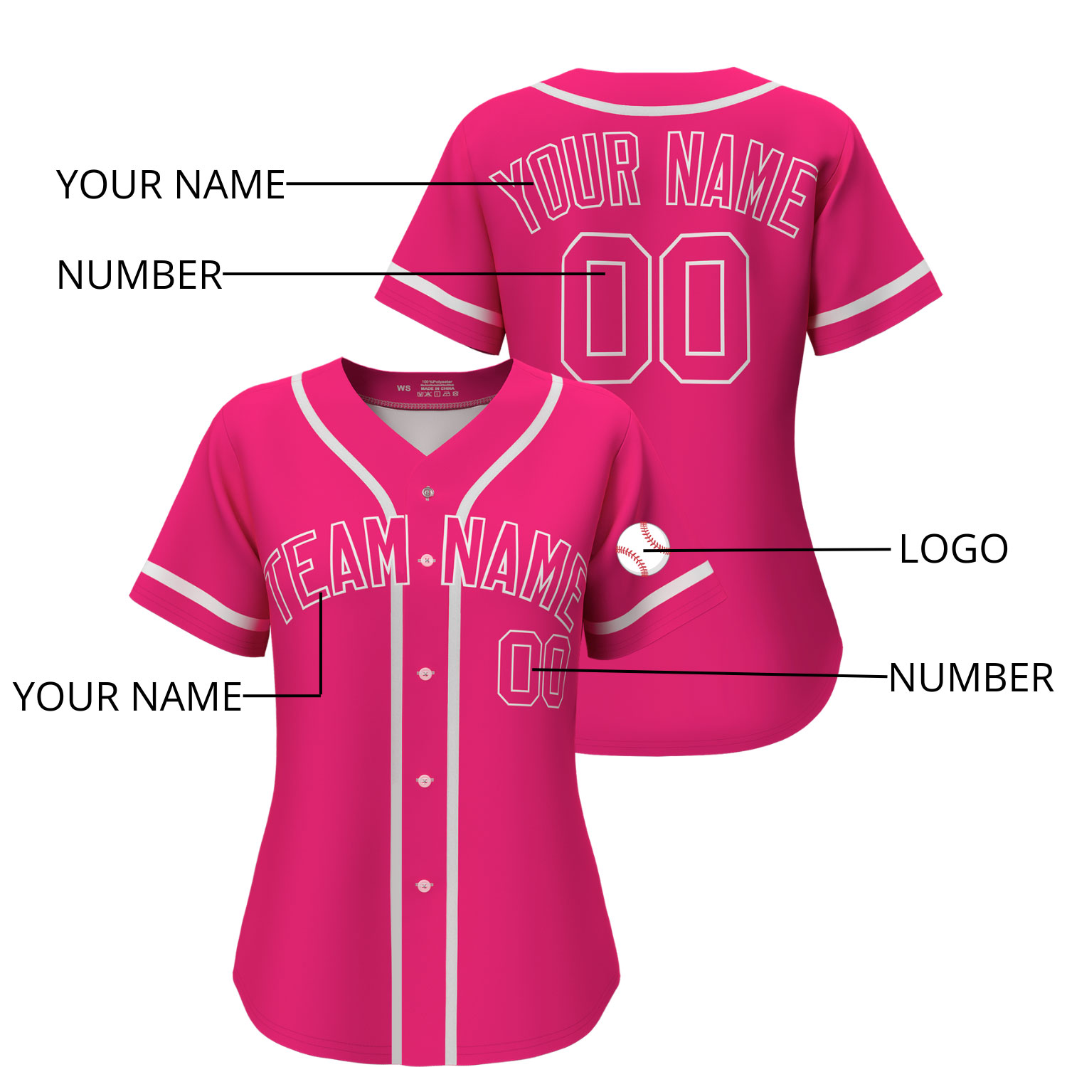 Custom Baseball Jersey Red - Image 4